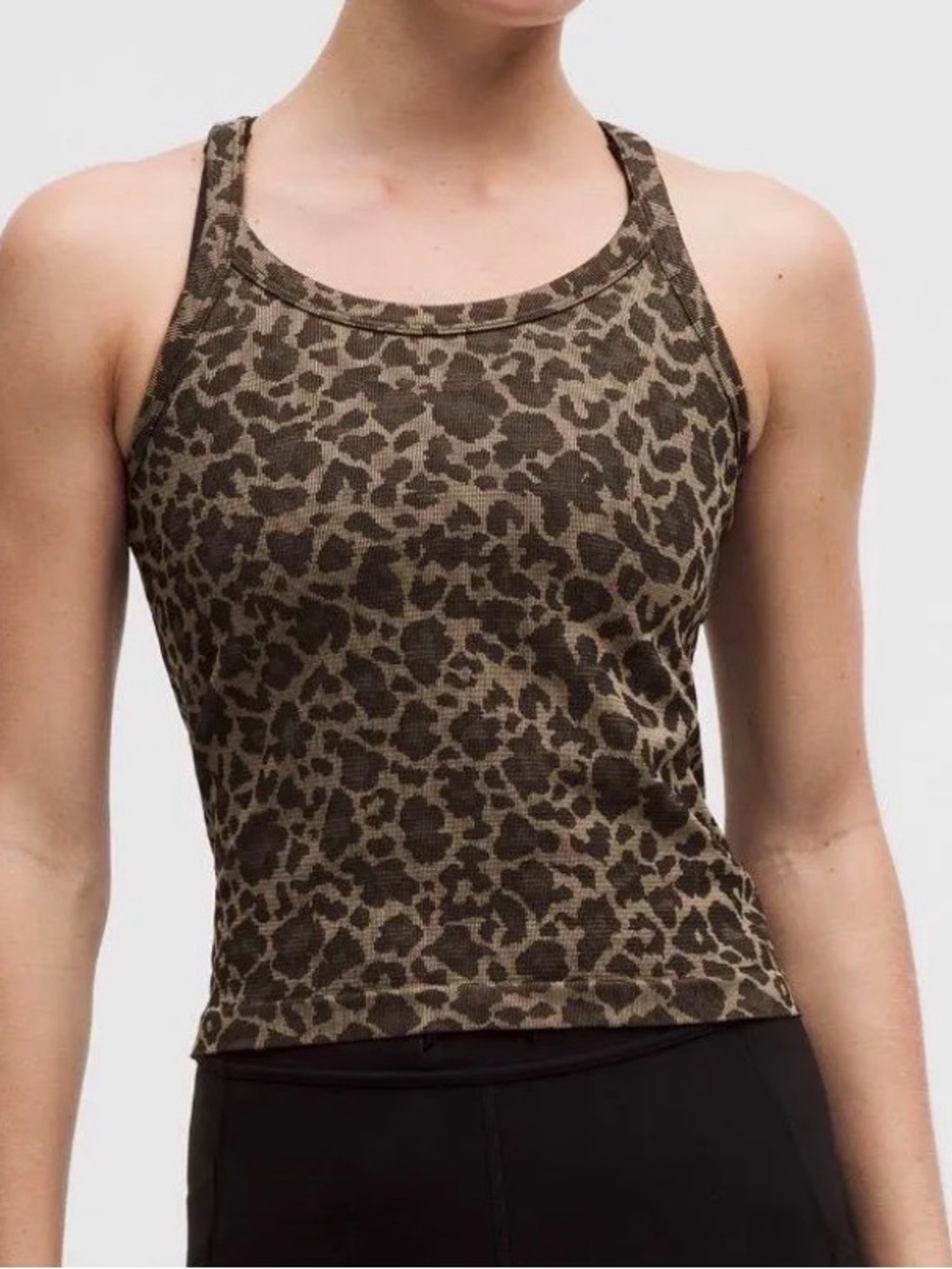 Lululemon Swiftly Cami *Race Length Mesh Leopard Print/Night Brown Size 14 NWT